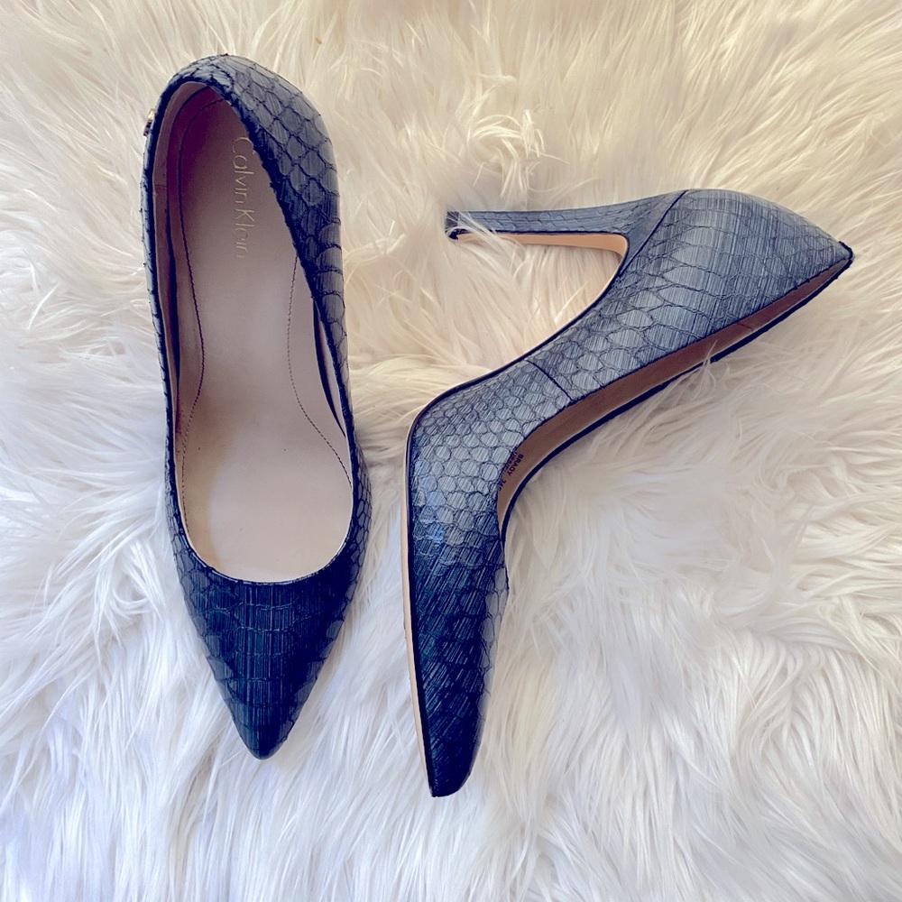 Calvin Klein snake print heels